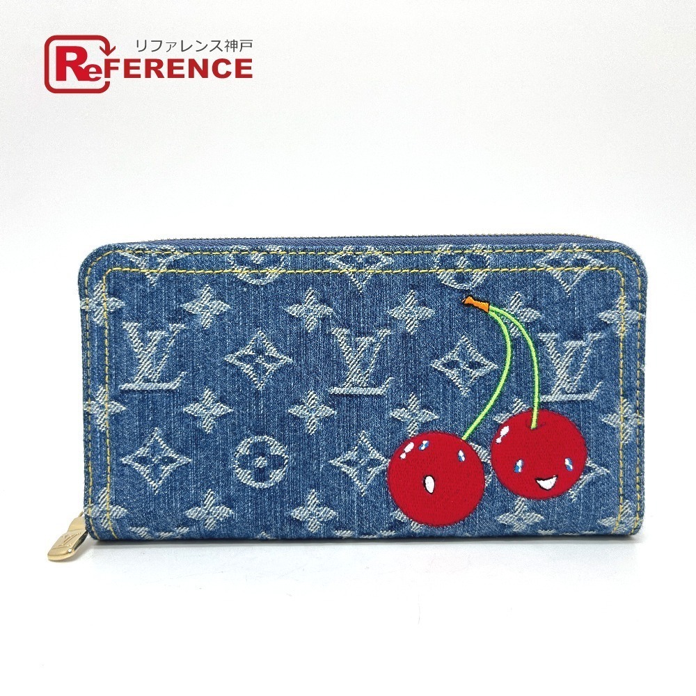 Louis Vuitton Takashi Murakami Collaboration Denim LV TM Zip Wallet Blue